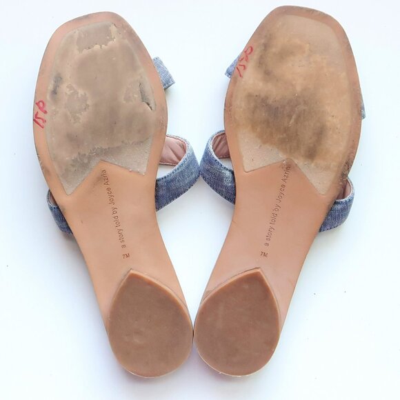Anthropologie Avec Les Filles Blaye Chambray Slide Sandals Flip Flops Flats 7 - Picture 6 of 16
